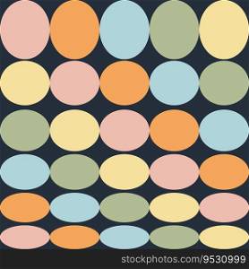 Geometric seamless pattern in trendy retro brutalist style. Abstract round shapes print for tee, paper, textile and fabric. Primitive background vector illustration.