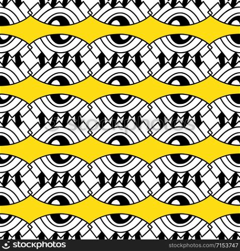 Geometric seamless pattern on yellow background. Modern fashionable pattern. Geometric seamless pattern on yellow background. Modern fashionable pattern.