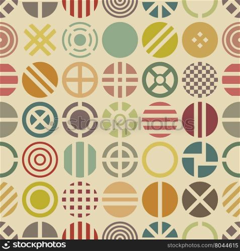 Geometric seamless pattern with colorful round shapes. Vector background.