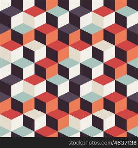 Geometric seamless pattern with colorful squares in retro design, vector illustration
