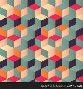 Geometric seamless pattern with colorful squares in retro design, vector illustration