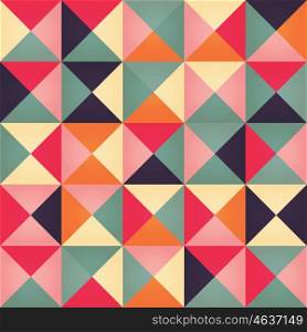 Geometric seamless pattern with colorful triangles in retro design, vector illustration