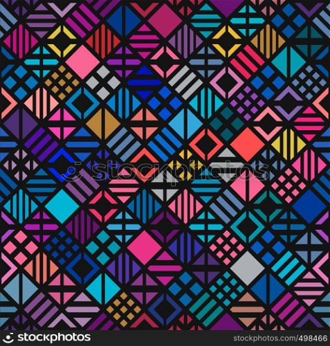 Geometric seamless pattern with multicolor geometric shapes.. Geometric seamless background