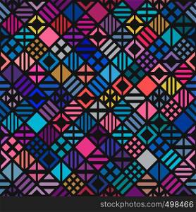 Geometric seamless pattern with multicolor geometric shapes.. Geometric seamless background