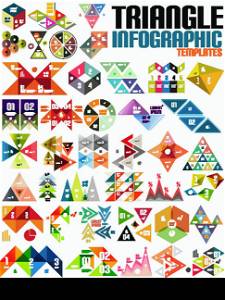 Geometric shape infographic template set - triangles, squares, abstract shapes. For banners, business backgrounds, presentations