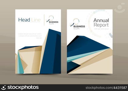 Geometric shapes design a4 cover. 3d geometric shapes design a4 cover. Vector business corporate brochure identity template