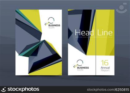 Geometric shapes design a4 cover. 3d geometric shapes design a4 cover. Vector business corporate brochure identity template