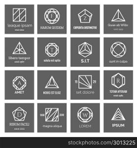 Geometric shapes logo. Geometric shapes logo. Hexagon and triangle, square and circle abstract geometrical logo icons vector illustration