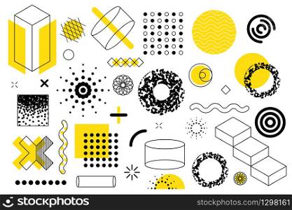 Geometric shapes set, vector isolated illustration, memphis style shape collection.