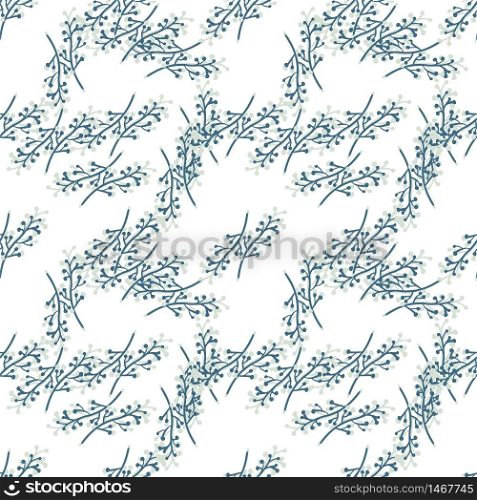 Geometric spring branches seamless pattern on white background. Vintage rustic with twig pattern. Design for fabric, textile print, wrapping paper, cover. Vintage vector illustration. Geometric spring branches seamless pattern on white background. Vintage rustic with twig pattern.