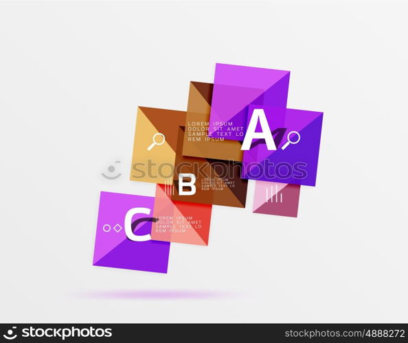 Geometric square and triangle template. Vector template background for workflow layout, diagram, number options or web design