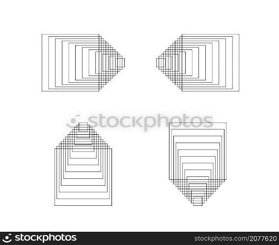 Geometric Square logo. Stroke square frame. Line icon, sign, symbol, Flat design, button, web, picture frame. vector - illustration eps 10.