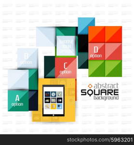 Geometric square shapes and infographic option elements with tablet. Geometric square shapes and infographic option elements with tablet. Vector illustration