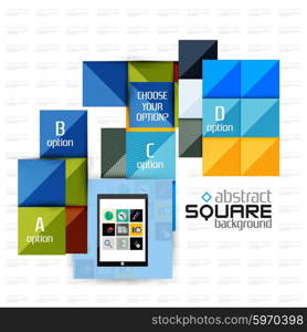 Geometric square shapes and infographic option elements with tablet. Geometric square shapes and infographic option elements with tablet. Vector illustration