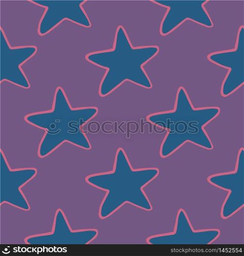 Geometric star shapes seamless pattern in doodle style. Design for baby fabric, textile print, wrapping paper, cover, packing. Vector illustration.. Geometric star shapes seamless pattern in doodle style.