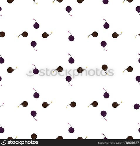 Geometric style seamless pattern with small bomb ornament. Brown print. Isolated backdrop. Perfect for fabric design, textile print, wrapping, cover. Vector illustration.. Geometric style seamless pattern with small bomb ornament. Brown print. Isolated backdrop.