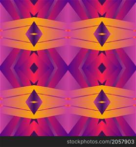 Geometric tile Floral patchwork seamless pattern vector illustration Neon bright gradient magenta colors Fashion abstract lines graphic design background Stripe pattern Futuristic art wallpaper mosaic