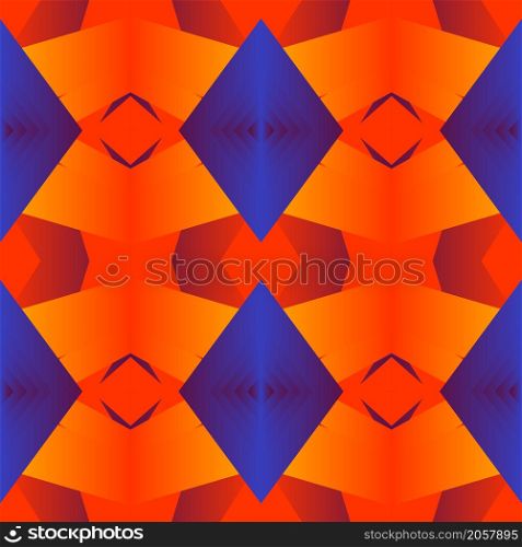 Geometric tile Floral patchwork seamless pattern vector illustration Neon gradient red blue colors Fashion abstract lines graphic design background Stripe pattern Futuristic art wallpaper mosaic