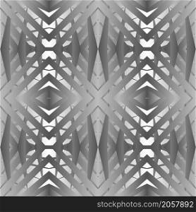 Geometric tile patchwork seamless pattern vector illustration Monochrome black white grey gradient colors Fashion abstract line graphic design background Stripe pattern Futuristic art wallpaper mosaic