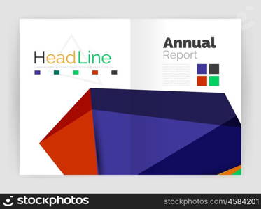 Geometric triangle business brochure template. Vector triangle business brochure template