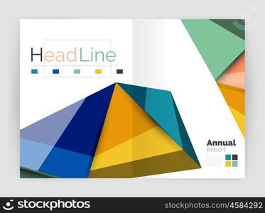 Geometric triangle business brochure template. Vector triangle business brochure template