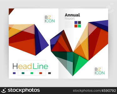 Geometric triangle business brochure template. Vector triangle business brochure template