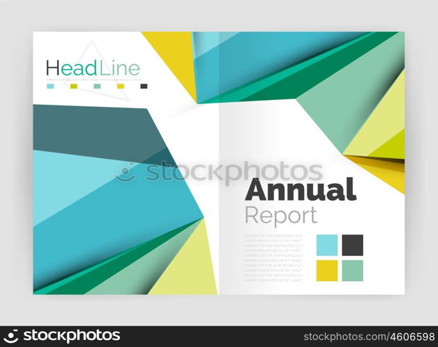 Geometric triangle business brochure template. Vector triangle business brochure template