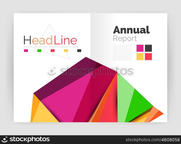 Geometric triangle business brochure template. Vector triangle business brochure template