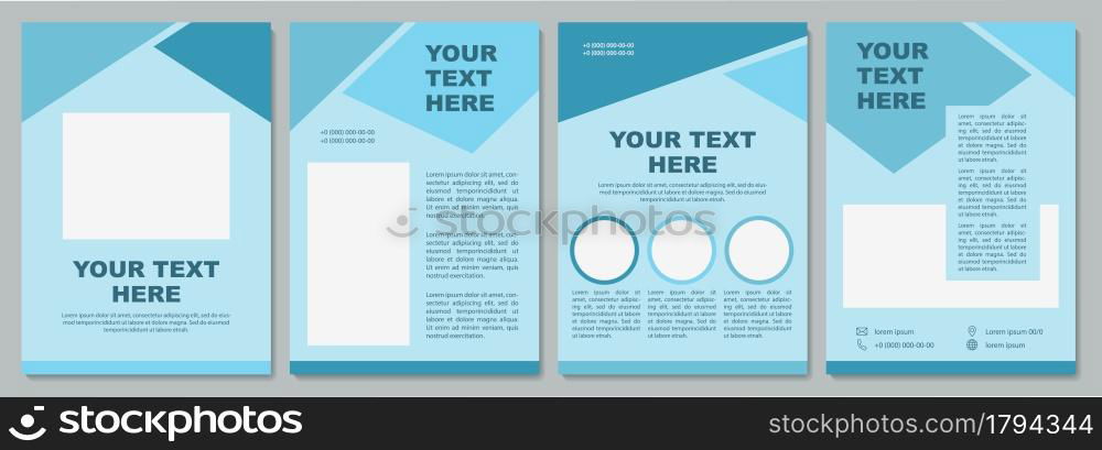 Geometric turquoise corporate brochure template. Flyer, booklet, leaflet print, cover design with copy space. Your text here. Vector layouts for magazines, annual reports, advertising posters. Geometric turquoise corporate brochure template