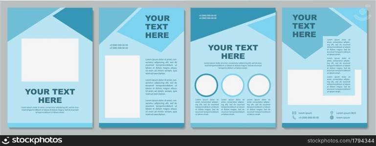 Geometric turquoise corporate brochure template. Flyer, booklet, leaflet print, cover design with copy space. Your text here. Vector layouts for magazines, annual reports, advertising posters. Geometric turquoise corporate brochure template