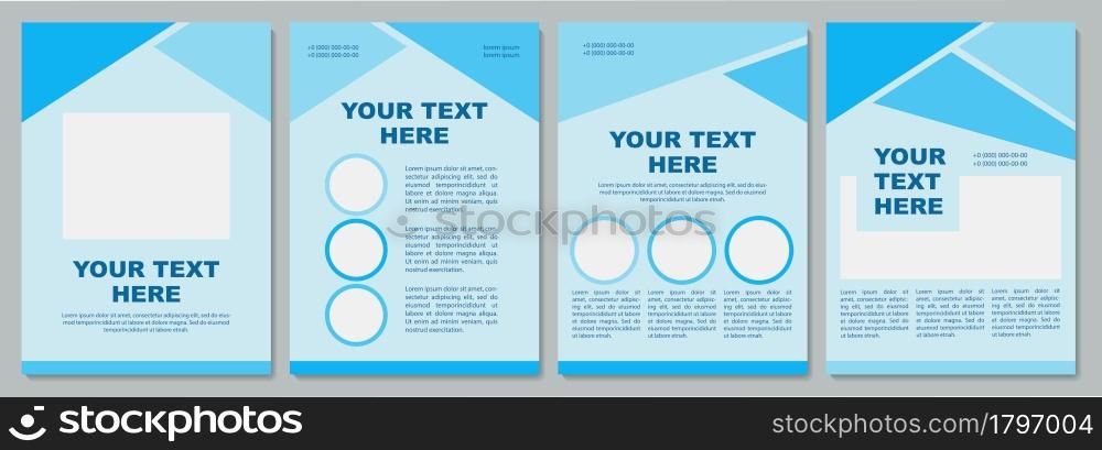 Geometric turquoise infromational brochure template. Flyer, booklet, leaflet print, cover design with copy space. Your text here. Vector layouts for magazines, annual reports, advertising posters. Geometric turquoise infromational brochure template