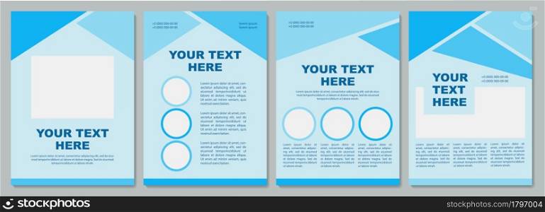 Geometric turquoise infromational brochure template. Flyer, booklet, leaflet print, cover design with copy space. Your text here. Vector layouts for magazines, annual reports, advertising posters. Geometric turquoise infromational brochure template