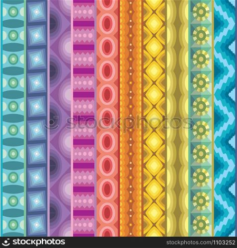 Geometric vector various strips motifs in different color. Seamless pattern. Geometric vector various strips motifs