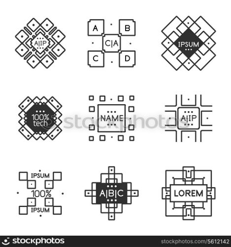 Geometric vintage label minimal line art design. Square shaped