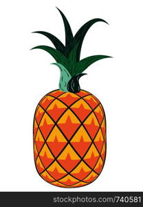 Geometric yellow orange pineapple abstract retro style design.