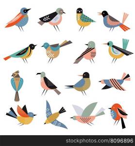 Geometrical birds. Abstract stylized shapes of freedom flying bird in various action poses recent vector illustrations of geometric graphic stylized. Geometrical birds. Abstract stylized shapes of freedom flying bird in various action poses recent vector illustrations