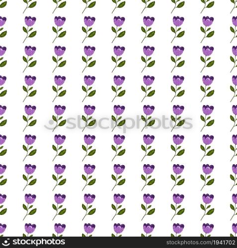 Geometrical blooming flowers seamless pattern isolated on white background. Floral wallpaper. Vintage botany texture. Design for fabric, textile print, wrapping, cover. Vector illustration.. Geometrical blooming flowers seamless pattern isolated on white background.