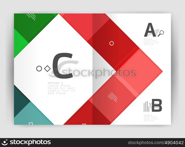 Geometrical brochure a4 business template, flyer abstract background with infographics abc options. Modern print template