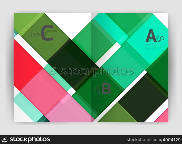 Geometrical brochure a4 business template, flyer abstract background with infographics abc options. Modern print template