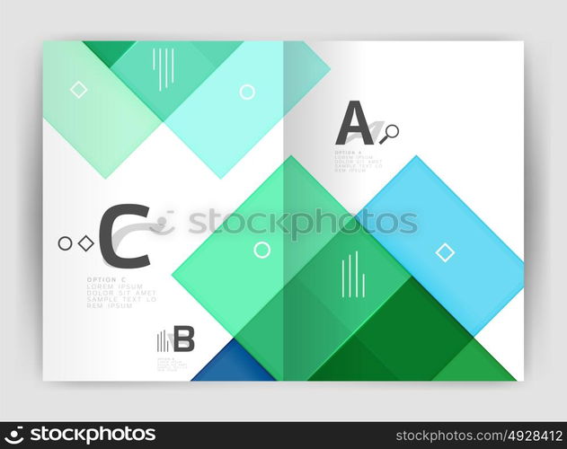 Geometrical brochure a4 business template. Geometrical brochure a4 business template, flyer abstract background with infographics abc options. Modern print template