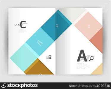 Geometrical brochure a4 business template. Geometrical brochure a4 business template, flyer abstract background with infographics abc options. Modern print template