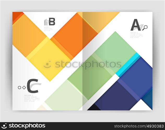 Geometrical brochure a4 business template. Geometrical brochure a4 business template, flyer abstract background with infographics abc options. Modern print template