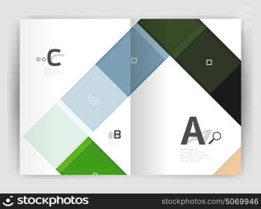 Geometrical brochure a4 business template. Geometrical brochure a4 business template, flyer abstract background with infographics abc options. Modern print template