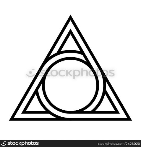 geometrical figure of a circle inscribed in a triangle, the vector logo tattoos mythological symbol round triangle