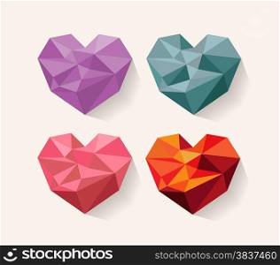 geometrical heart. love. Set of design elements