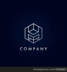 Geometrical Hexagon Line H Letter Logo Apartment Real Estate, Property, hotel and architecture business.