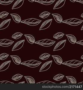 Geometrical leaves seamless pattern onblack background. Simple leaf background. Abstract foliage wallpaper. Vintage engraved style. Vector illustration. Geometrical leaves seamless pattern onblack background illustration