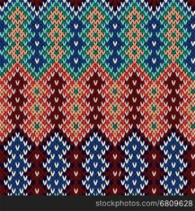 Geometrical ornate seamless knitted vector pattern as a fabric texture in various colors