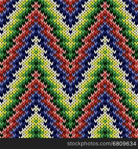 Geometrical ornate zigzag knitted seamless vector pattern as a fabric texture in various colors
