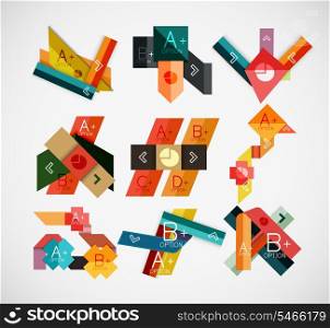 Geometrical shaped infographic concept set. Can be used as infographic template, business card design, abstract geometric symbols, multipurpose web elements, mobile app templates